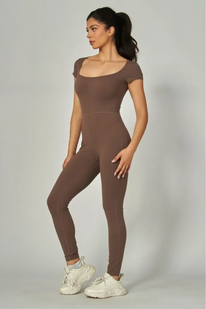 MAYA-07J Short Sleeve Body-hugging Jumpsuit (S)