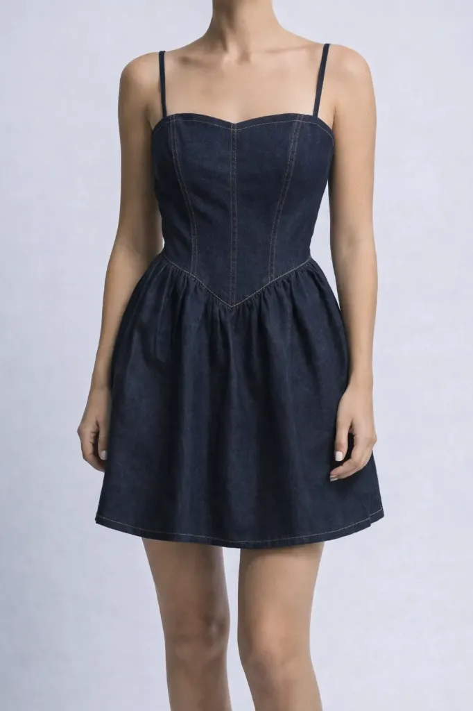 H482 Vestido Mini de Mezclilla