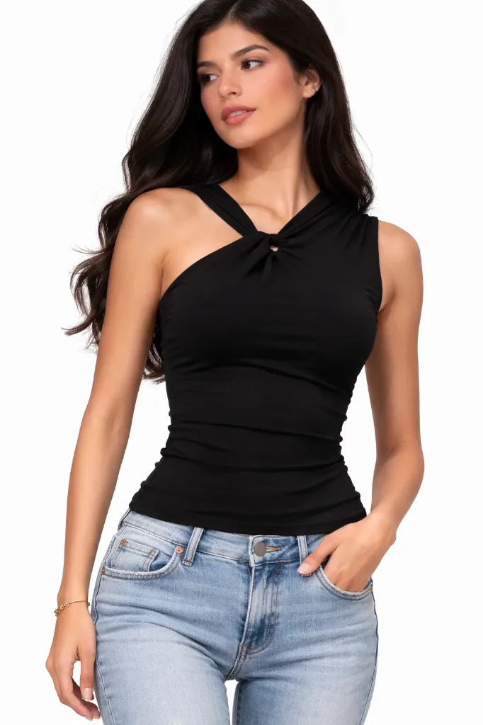 VERA-27T One-shoulder Top with a Front Twist
