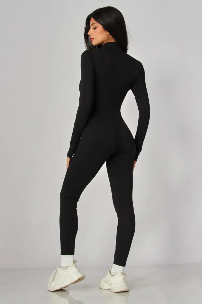 MAYA-09J Jumpsuit de Manga Larga (Black, S)