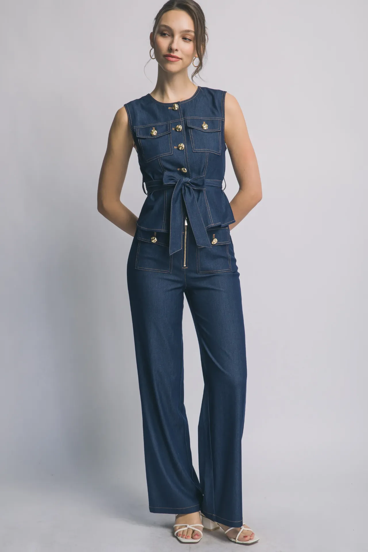 5229VN Conjunto de Mezclilla con Chaleco de Botones