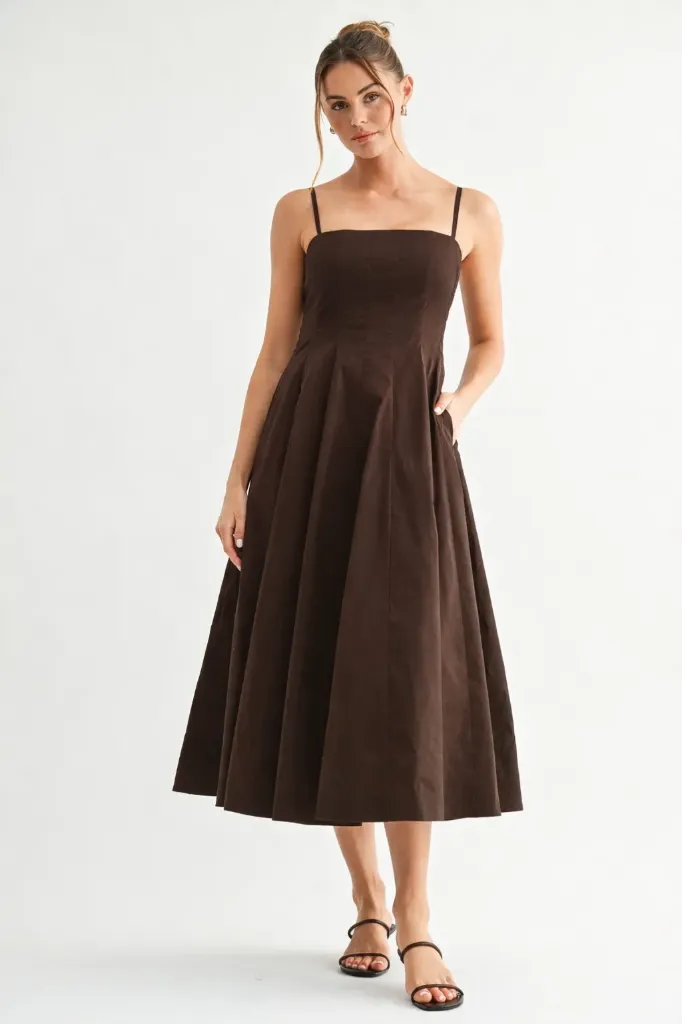 ED1692 Vestido Midi con Tirantes Finos