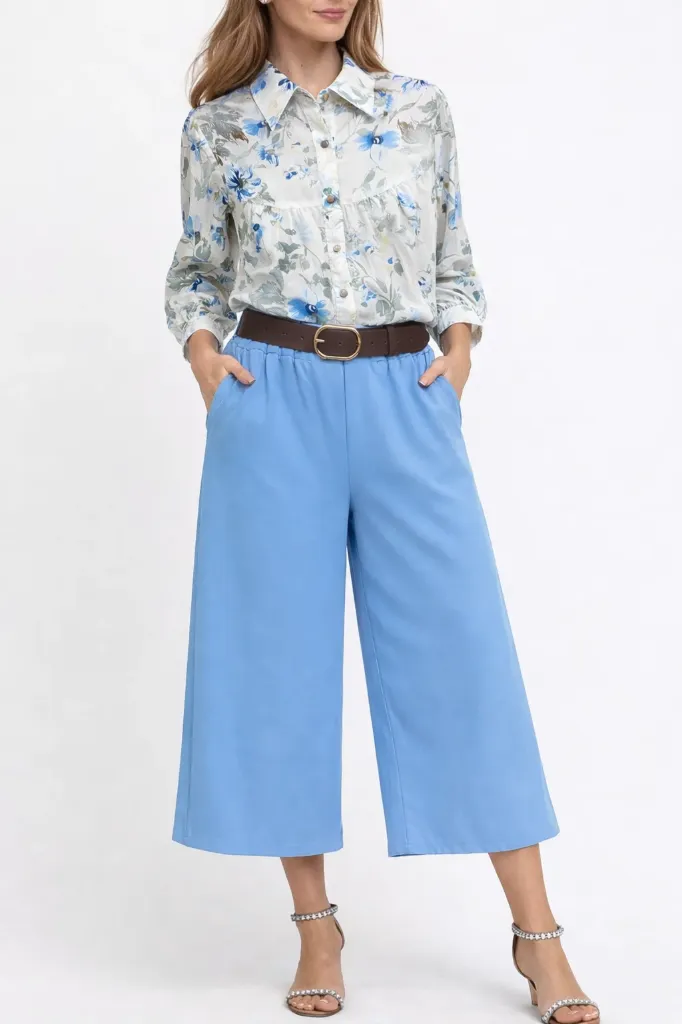 61035 High-waisted Wide-leg Trousers With Belt