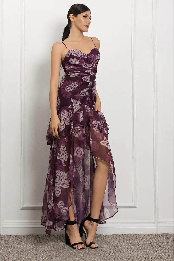RVD6607 Vestido Largo con Estampado Floral