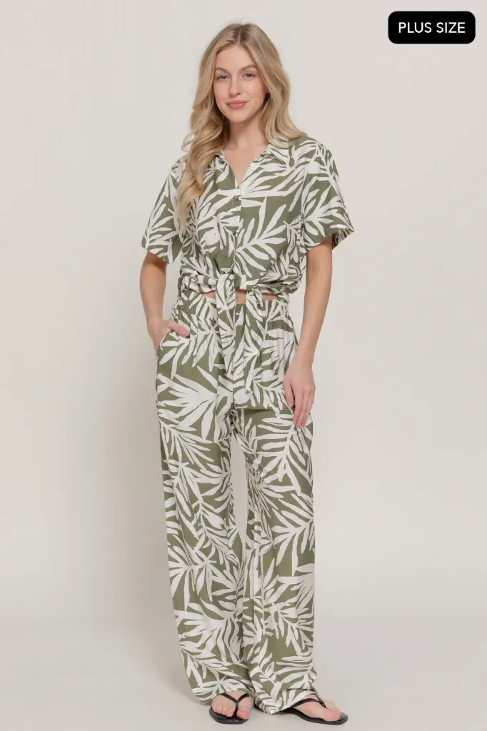 T75156 Conjunto de Palmas en Camisa y Pantalón