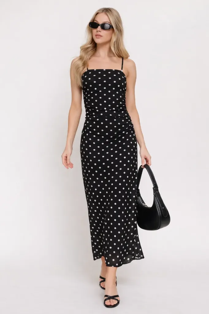D15084 Dot Printed Mesh Dress (S)