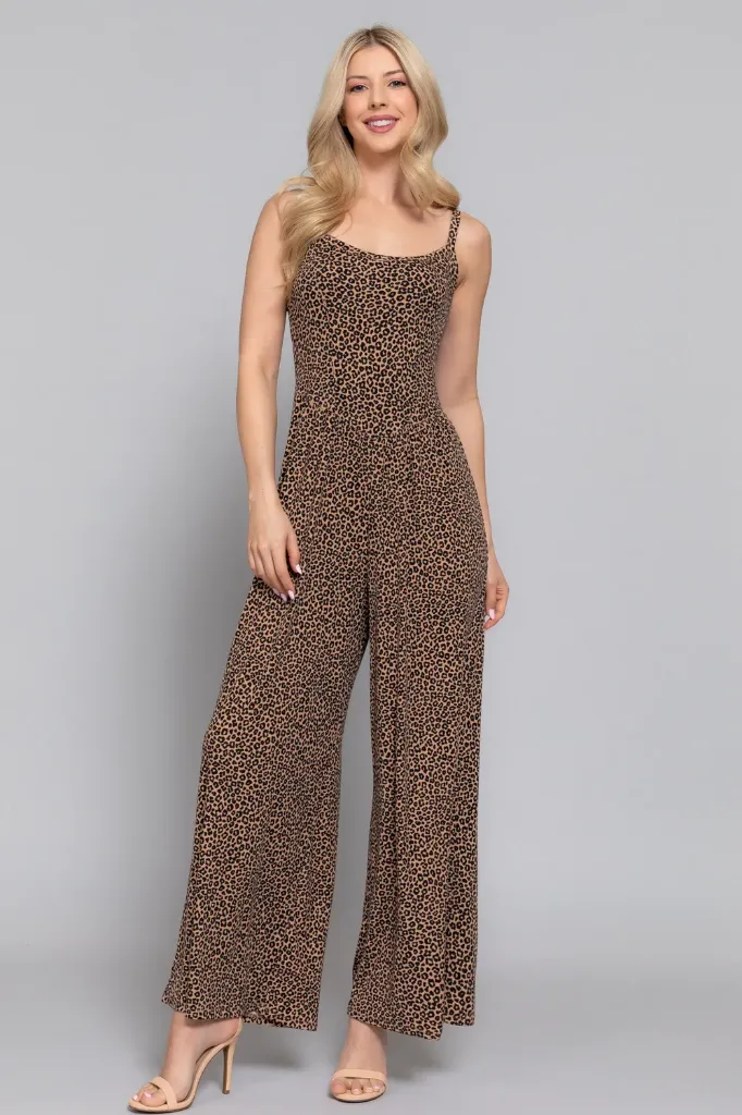 P14476 Jumpsuit de Estampado Leopardo en Canalé