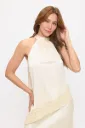 5389TP Satin Lace Asymmetrical Top