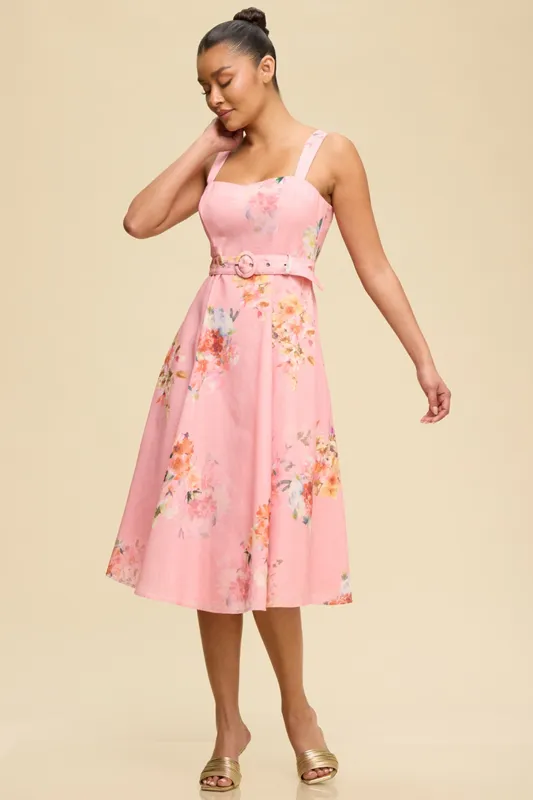 LD12579 Floral Midi Dress