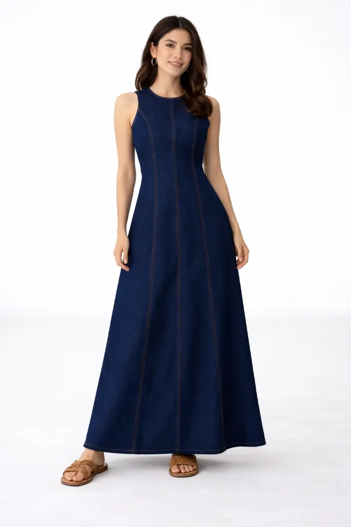 YF3370 Square-neck Maxi Dress
