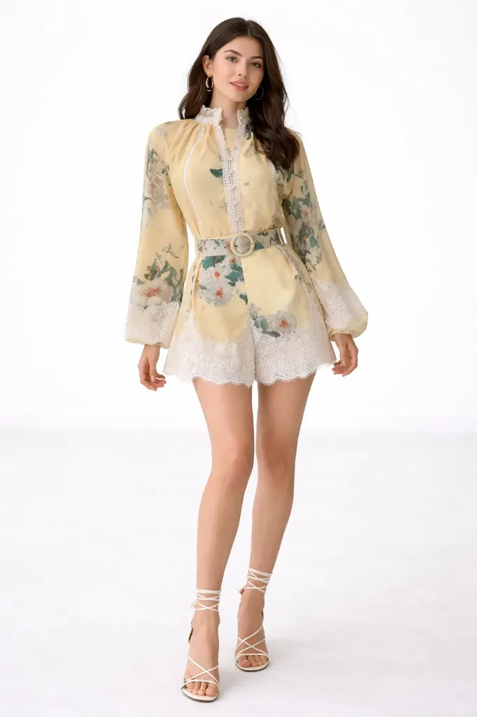 YR047 Conjunto con Blusa Floral