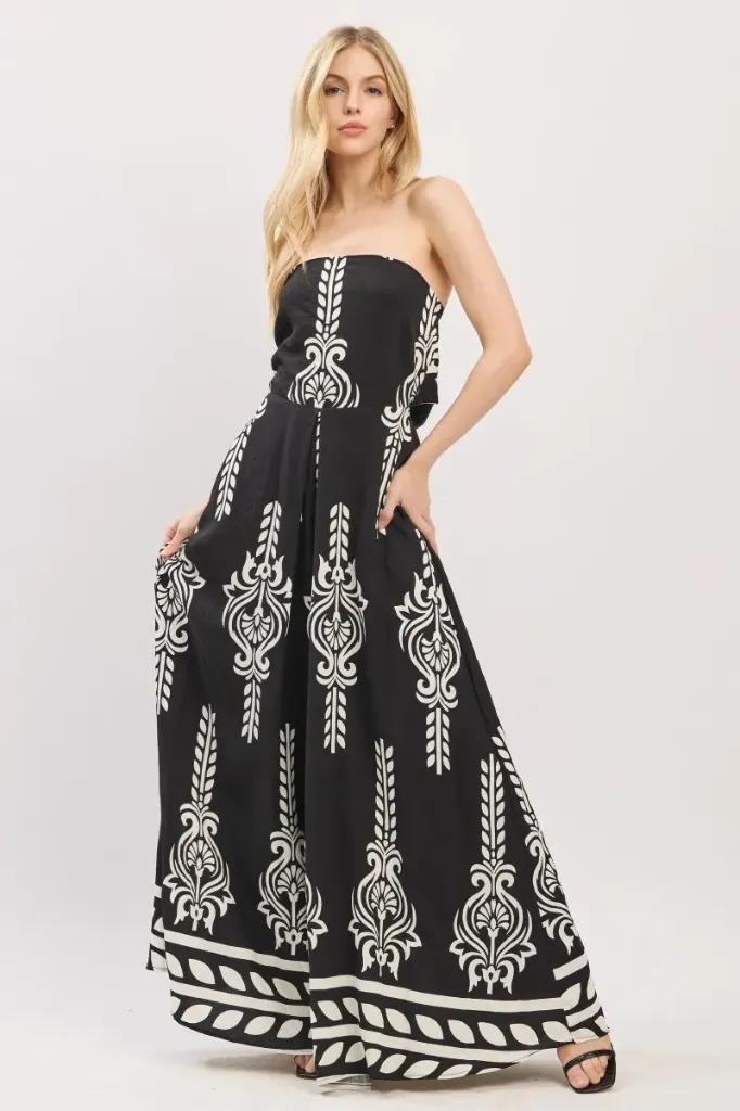 HR2889 Jumpsuit Sin Tirantes con Cenefa Bordada (S)