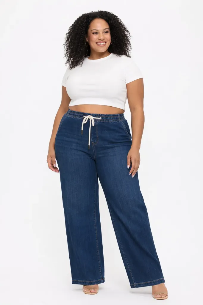 V2693D Pantalón de Mezclilla de Pierna Amplia (XL)