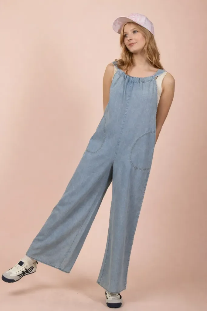 NP70971 Overol de Chambray Lavado con Tirantes