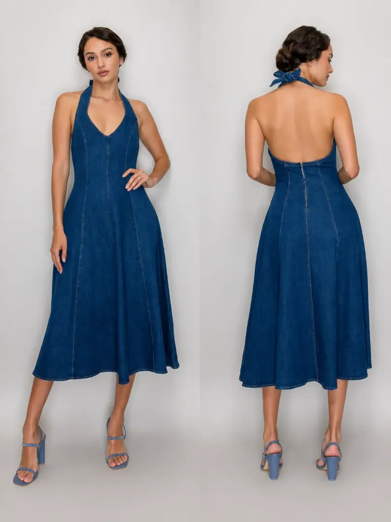 HMD14758 Denim Dress (Blue Denim, S)