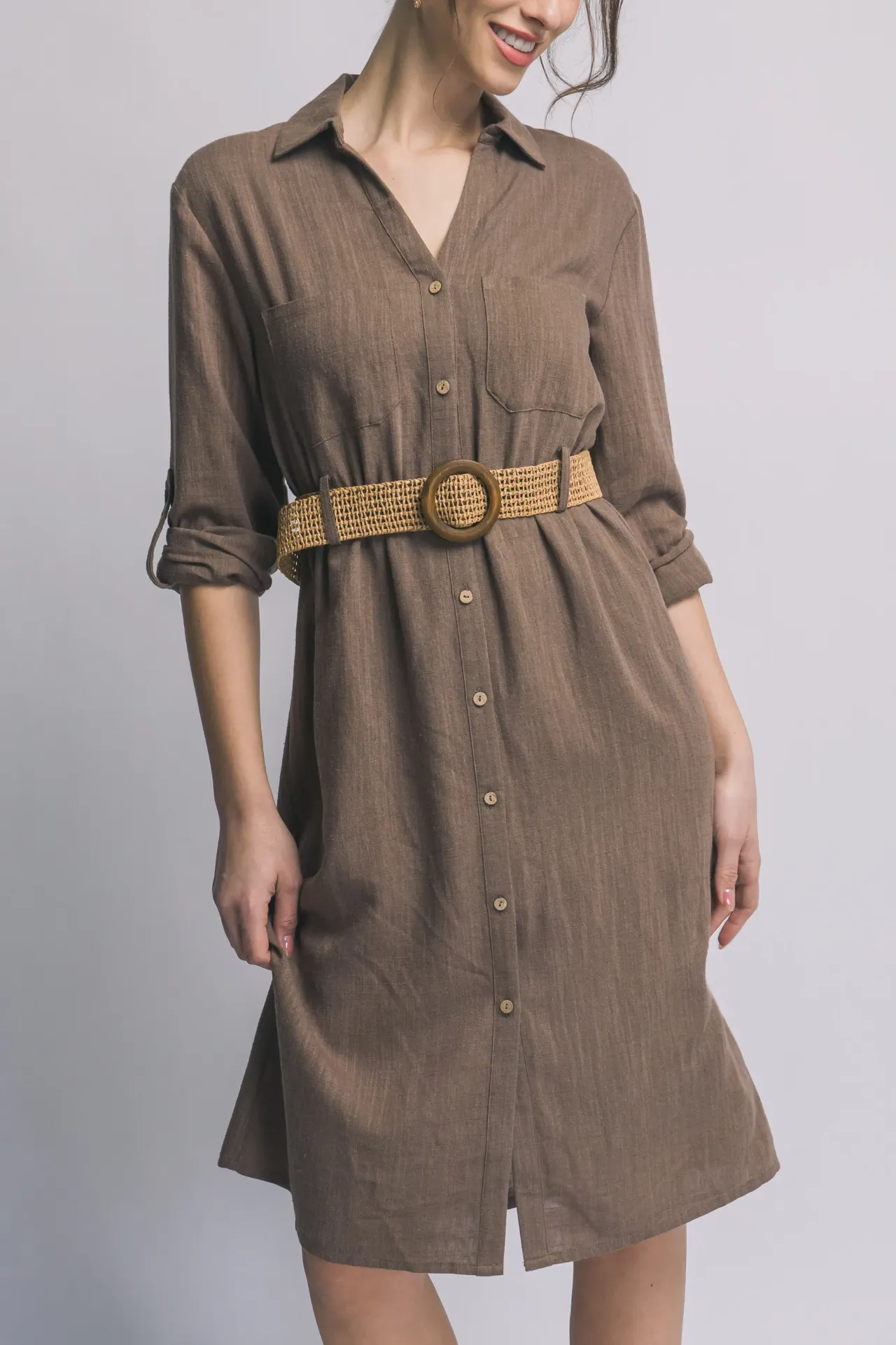 4949DN Vestido Midi tipo Camisero con Botones