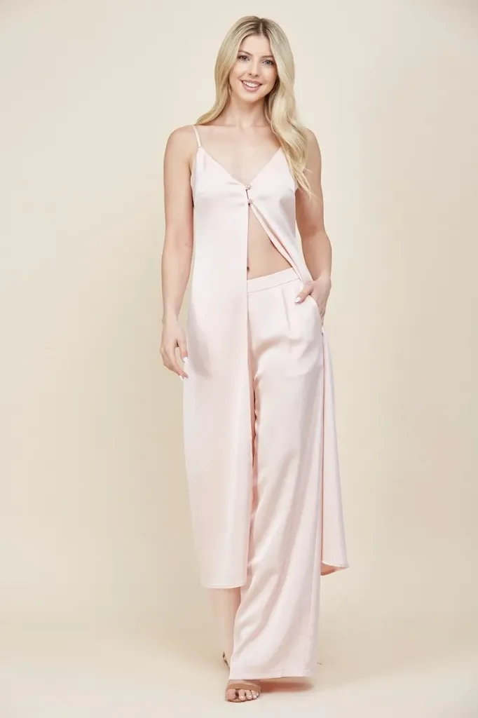 CT6469 Conjunto de Satín Top y Pantalón