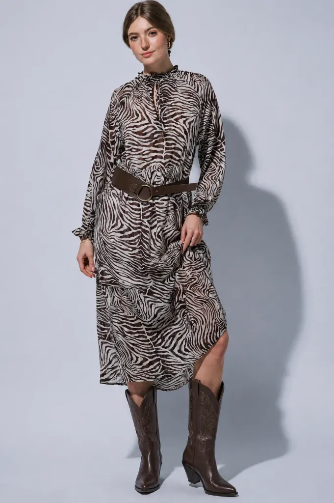 4971DN Vestido Midi con Estampado de Cebra