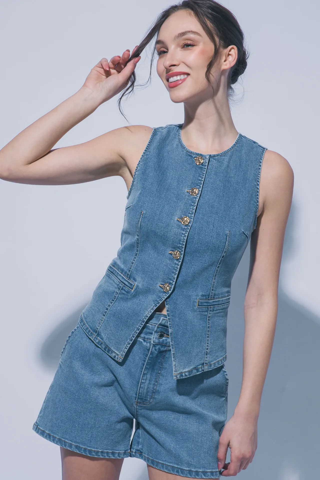 5213VN Crew-Neck Denim Vest
