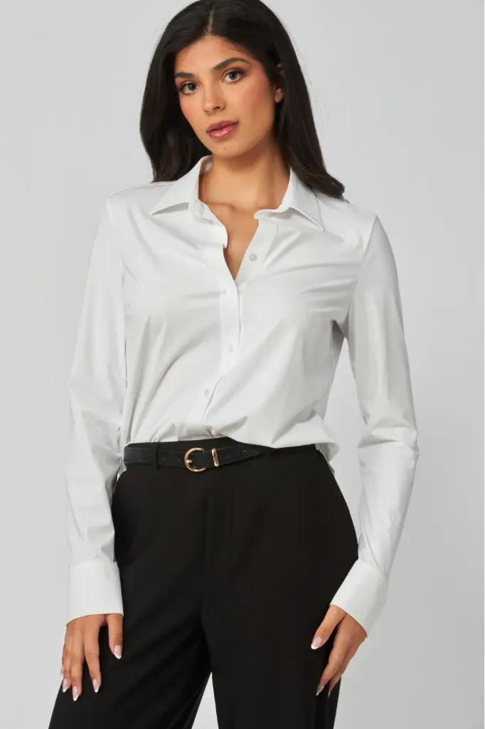 ALICE-22T Camisa de Botones con Cuello Camisero