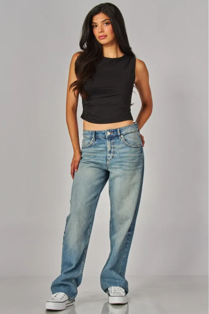 VERA-24T Top Sin Mangas con Hombro Caído (Black, S)