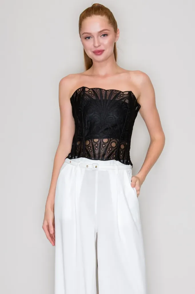 IT93485 Top Corset Color Piel (Black, S)