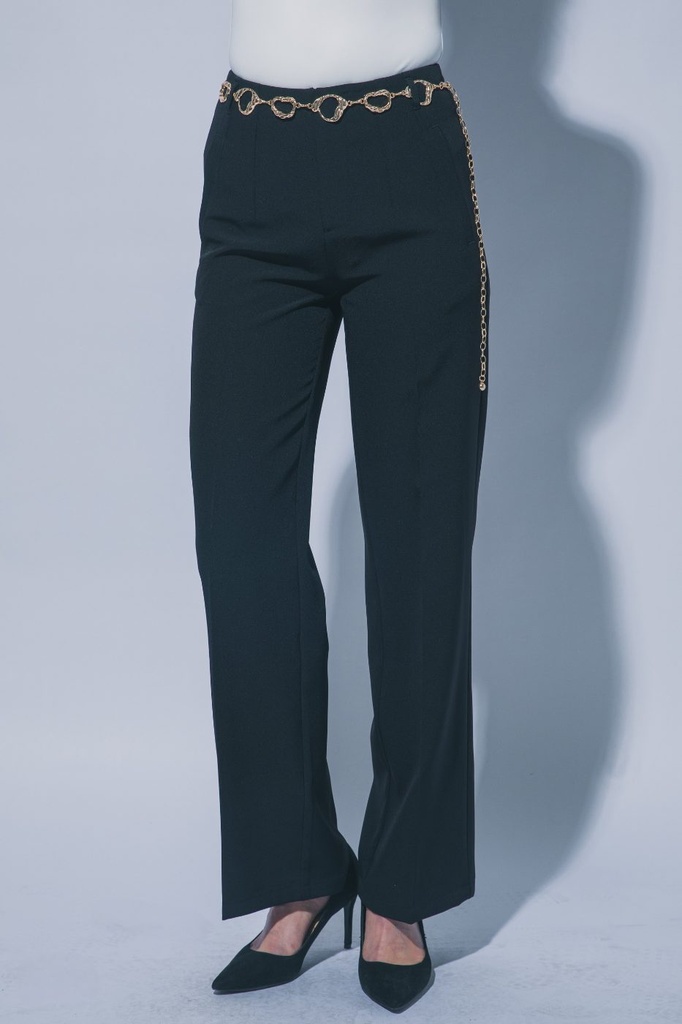 60200PN Pantalón Sastre de Tiro Alto (Black, S)