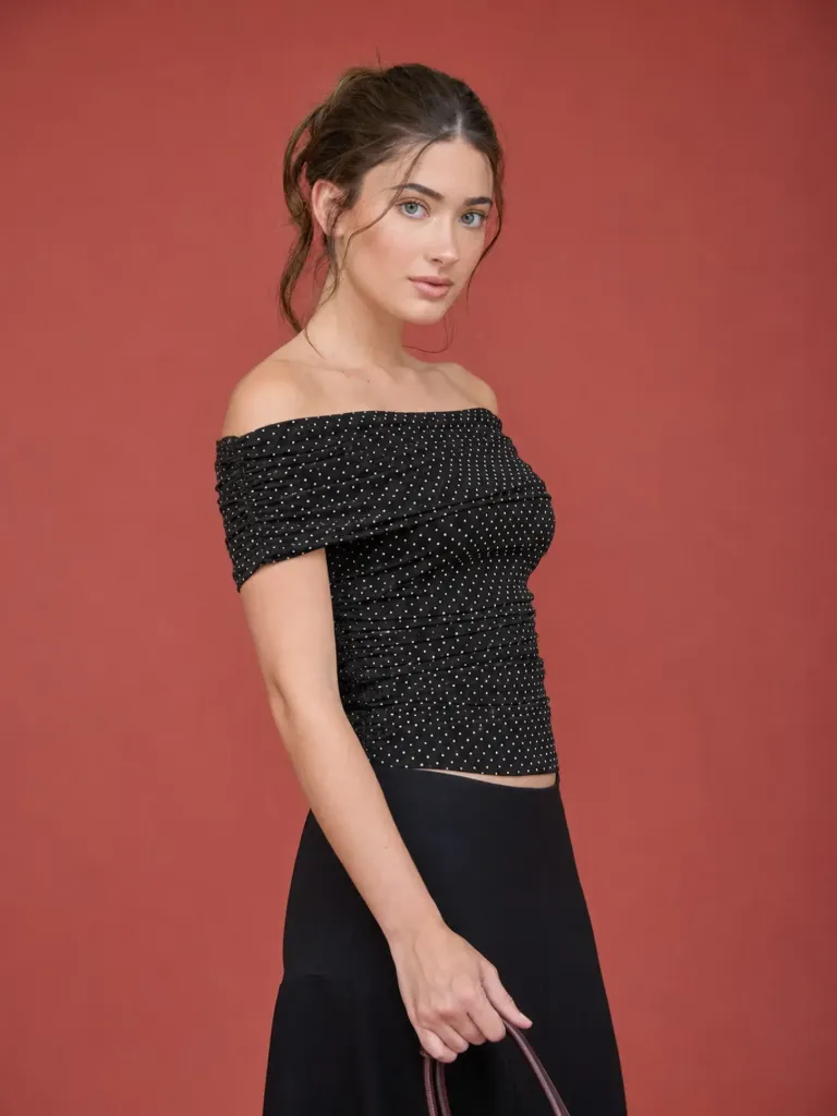 TW2272 Top de Malla con Lunares