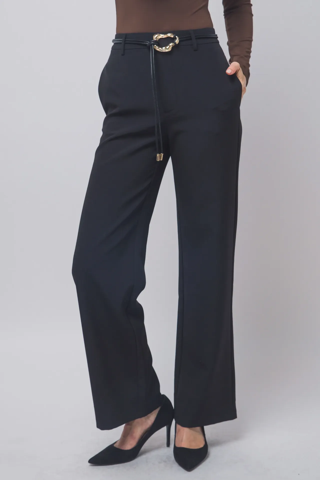 60210PN Pantalón de Pierna Amplia (Black, S)