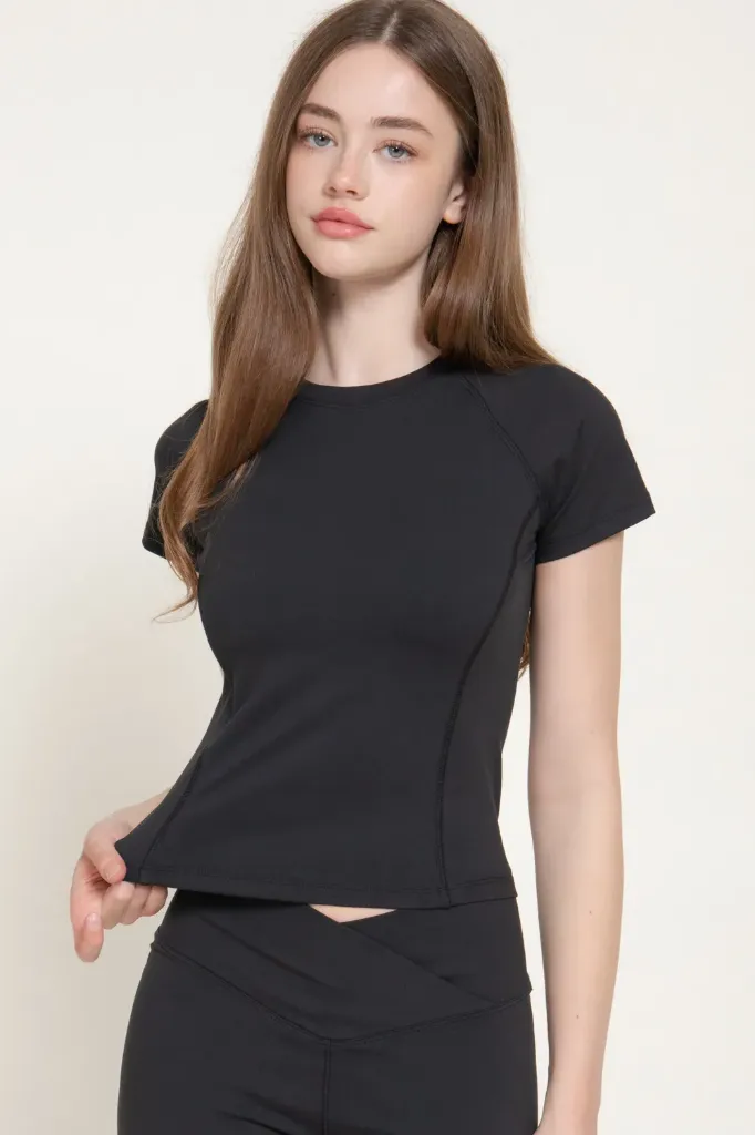 T15665 Short Raglan Slv Workout Top