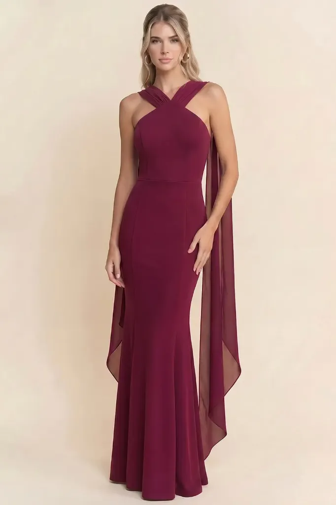 LM1162P Vestido Largo con Capa