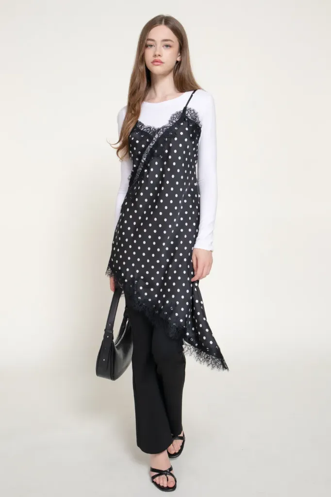 D15636 Vestido Corto de Lunares (Black, S)