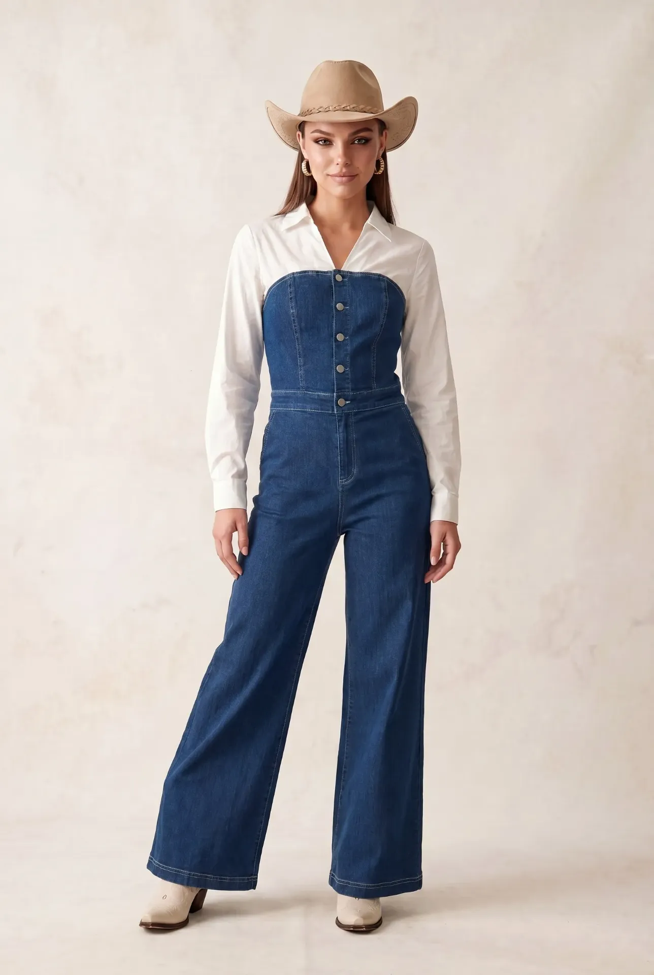 HMP41076 Denim Set: a Corset Top