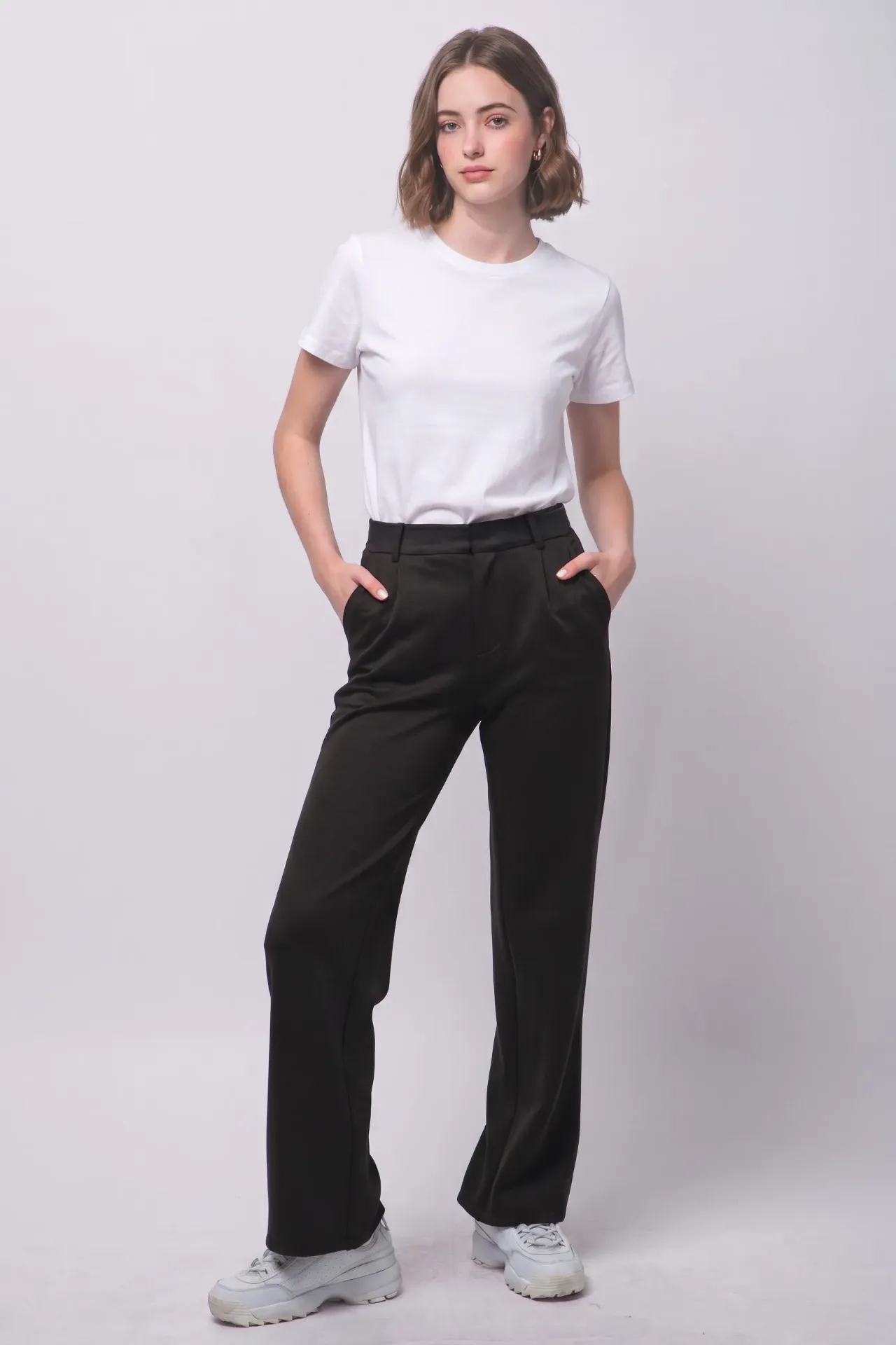 60193PN High-waist Pants with Pleats