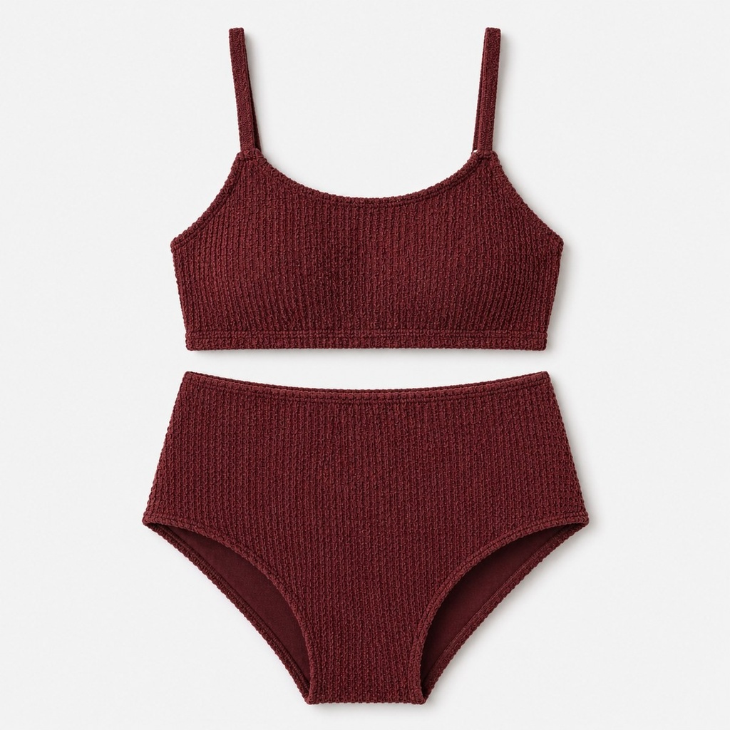 Traje de Baño de Tiro Alto en Crinkle (S)