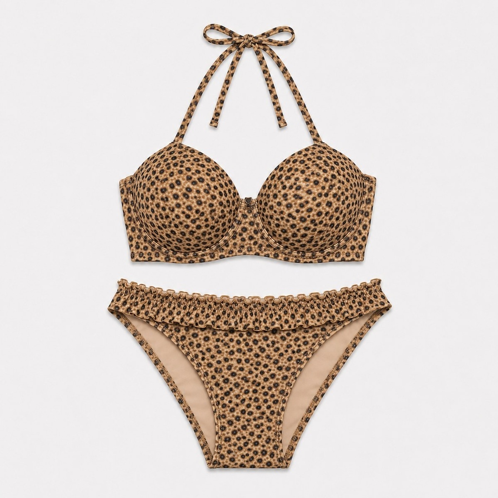 Bikini de Leopardo de Cuello Halter