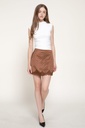 S15639 Dot Printed Satin Mini Skirt with Lace Hem