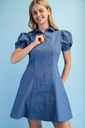 TY1140 Vestido Corto Línea A con Cuello Camisero