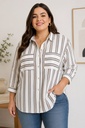 B10878WX Camisa Plus de Rayas con Botones