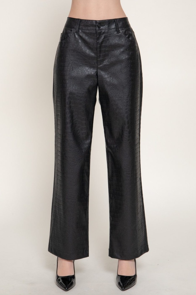 P15396MATCH Pantalón de Piel Sintética Textura Cocodrilo