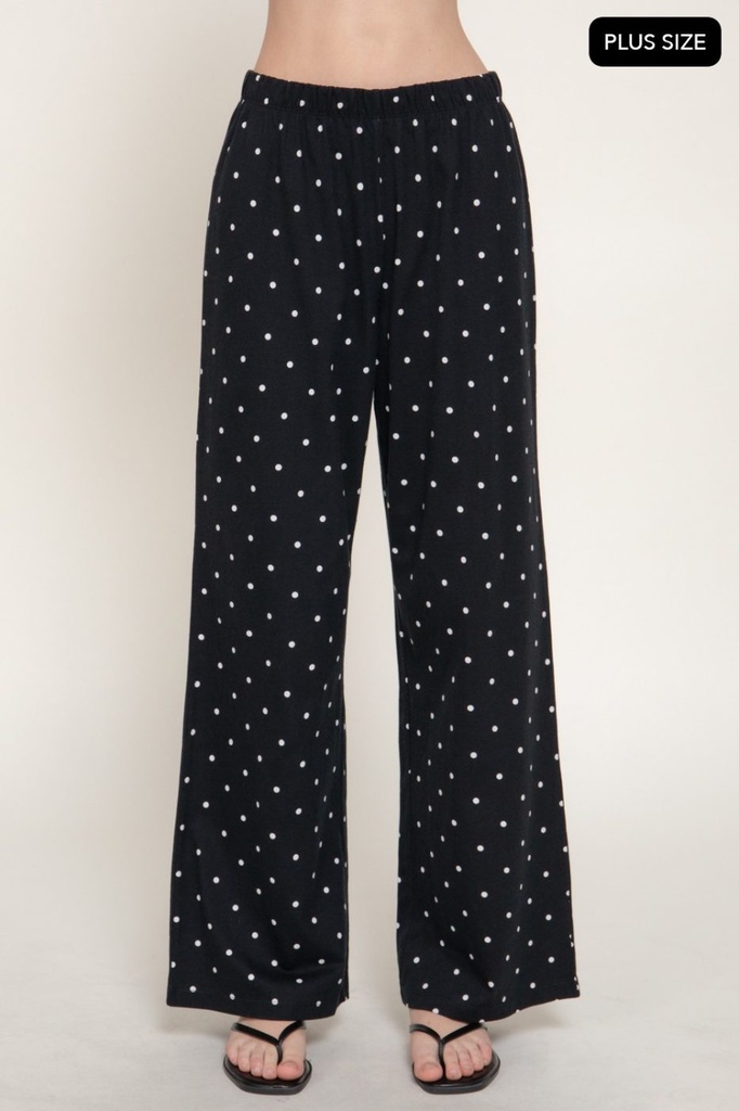P75675 Pantalón Recto Plus con Puntos (XL, Black/White)