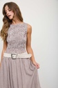 CR3087 Vestido Midi de Cuadros Vichy con Smock y Olanes