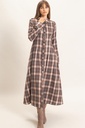 HF26E999 Vestido Largo a Cuadros con Botones