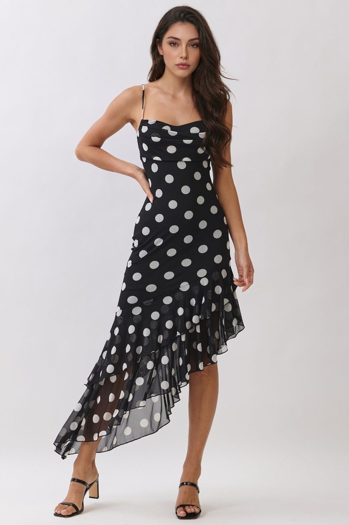 LD57858P Vestido con Olán Asimétrico